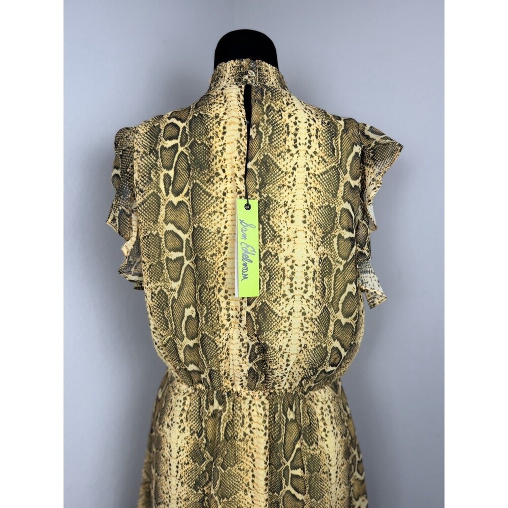 Sam Edelman Snake Print Ruffle Dress Size 10 NWT Yellow Multi - Picture 13 of 16